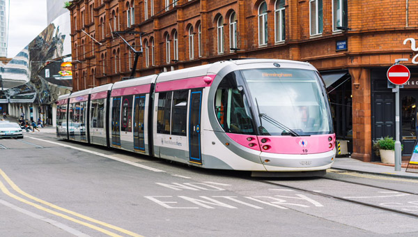 Image of tram in Birmingham City